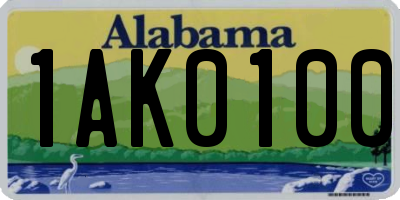 AL license plate 1AK0100