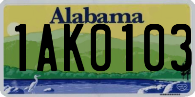 AL license plate 1AK0103