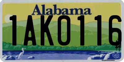 AL license plate 1AK0116
