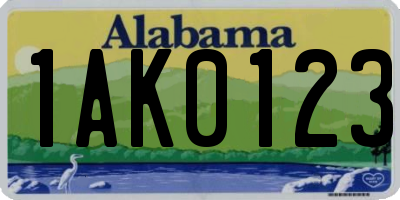 AL license plate 1AK0123