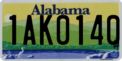 AL license plate 1AK0140