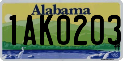 AL license plate 1AK0203