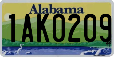AL license plate 1AK0209