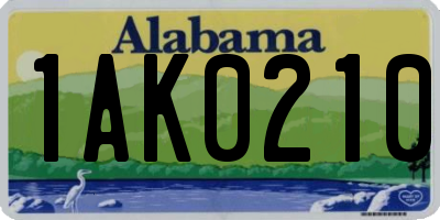 AL license plate 1AK0210