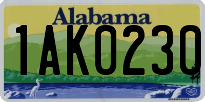 AL license plate 1AK0230