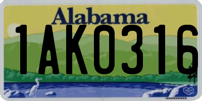 AL license plate 1AK0316