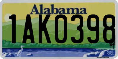 AL license plate 1AK0398