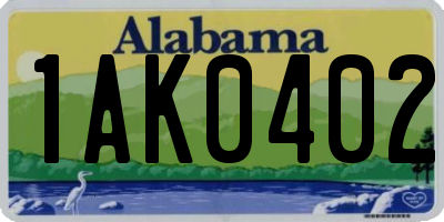 AL license plate 1AK0402