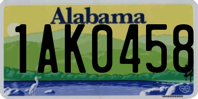 AL license plate 1AK0458