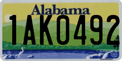 AL license plate 1AK0492