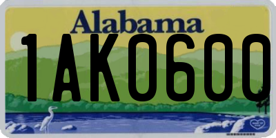AL license plate 1AK0600