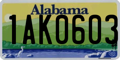 AL license plate 1AK0603