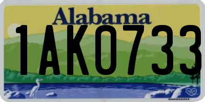 AL license plate 1AK0733
