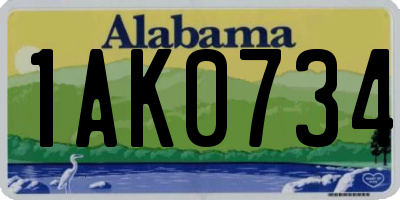 AL license plate 1AK0734