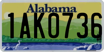 AL license plate 1AK0736
