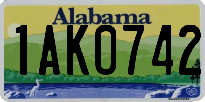 AL license plate 1AK0742
