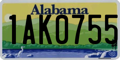 AL license plate 1AK0755