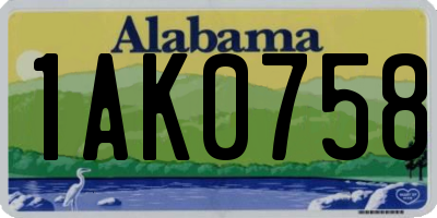 AL license plate 1AK0758