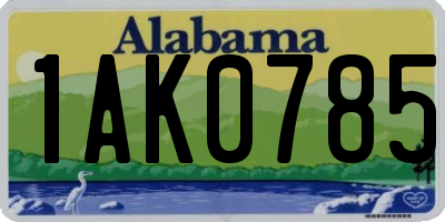 AL license plate 1AK0785