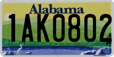 AL license plate 1AK0802