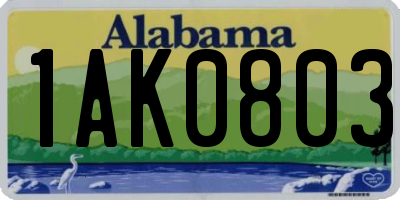 AL license plate 1AK0803