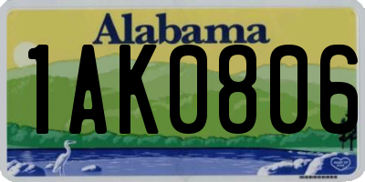 AL license plate 1AK0806