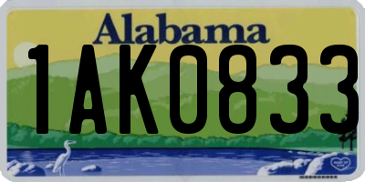 AL license plate 1AK0833