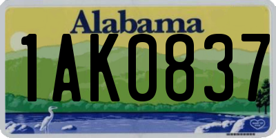 AL license plate 1AK0837