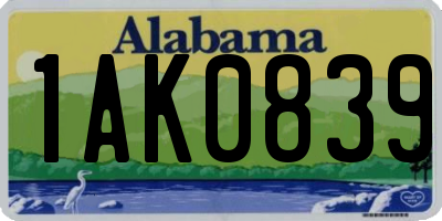 AL license plate 1AK0839