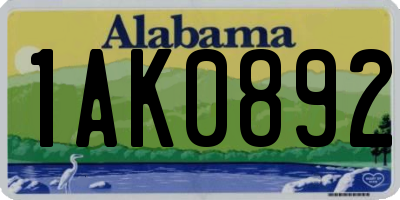 AL license plate 1AK0892