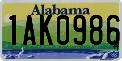 AL license plate 1AK0986