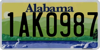 AL license plate 1AK0987