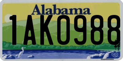 AL license plate 1AK0988