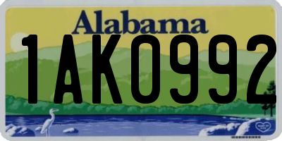 AL license plate 1AK0992