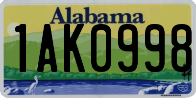 AL license plate 1AK0998