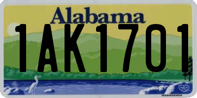 AL license plate 1AK1701