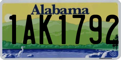 AL license plate 1AK1792