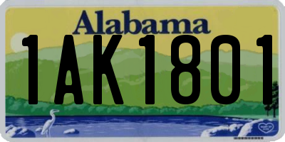 AL license plate 1AK1801