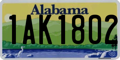 AL license plate 1AK1802