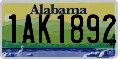 AL license plate 1AK1892