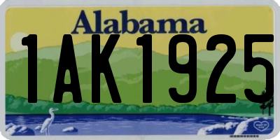 AL license plate 1AK1925
