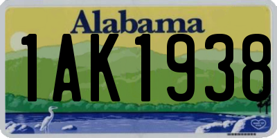 AL license plate 1AK1938