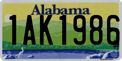 AL license plate 1AK1986