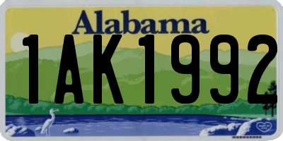 AL license plate 1AK1992