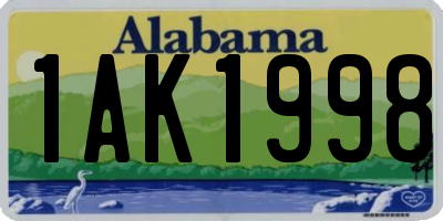 AL license plate 1AK1998