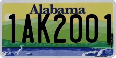 AL license plate 1AK2001
