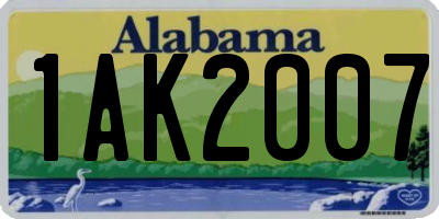 AL license plate 1AK2007