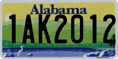 AL license plate 1AK2012