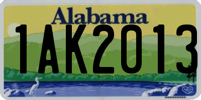 AL license plate 1AK2013