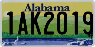AL license plate 1AK2019